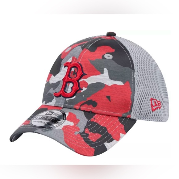 NWT New Era Adult Boston Red Sox Gray 39Thirty Active Stretch Fit Camo Hat - Picture 1 of 7